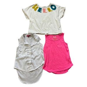 Set of 3 girls size 6 tops / tank top / button up / oversized crop top